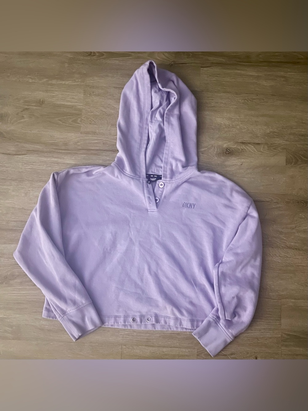 DKNY Sport Lavender Lavender Cropped Henley Hoodie Medium